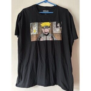 Men's XL Naruto Ichiraku Ramen Shop Manga T Shirt Black Tee Anime 2 Sided